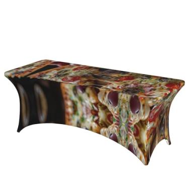 Imagem de ZTPOWQA A toalha de mesa retangular grande com estampa de pizza serve para mesas ovais para festas e eventos