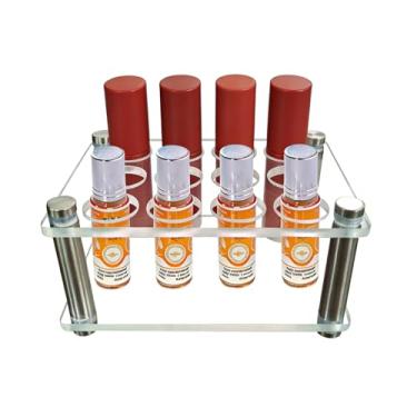 Imagem de Suporte de perfume de acrílico com 12 compartimentos, organizador de lábios transparente, suporte de perfume de beleza, suporte vertical perfeito, estojo de exibição de brilho labial de maquiagem de