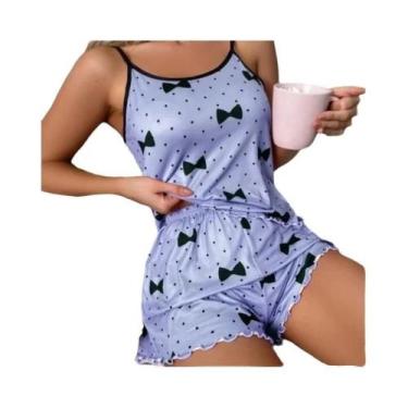 Imagem de Conjunto De Pijamas Femininos Com Estampa De Coração Azul, Confortável