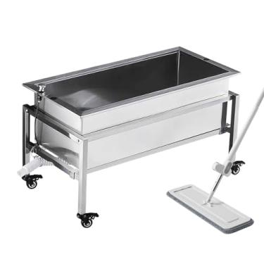 Imagem de Pia de cozinha comercial, pia de lavanderia portátil, pia de aço inoxidável para uso ao ar livre para lavagem, com kit de pia de escorredor (93 cm/36,6 pol.)