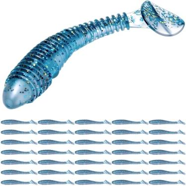 Imagem de Pristis 35 iscas de natação de cauda de remo, iscas macias de pesca de 7,6 cm para walleye, kit de natação de isca de afundamento de plástico durável para equipamento de fitness de água salgada Texas