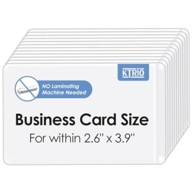 Imagem de KTRIO Pacote com 30 folhas de laminação autoadesivas para cartões de visita, 10 mm de espessura, bolsas laminadas autovedantes 6,1 x 9 cm, design de canto redondo, sem necessidade de máquina de laminação