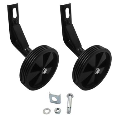 Imagem de Piutouyar Acessórios de roda auxiliar de bicicleta preta para bicicleta de 35 cm, rodas de treinamento de bicicleta espessas para crianças para bicicletas de velocidade variável e velocidade única