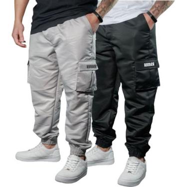 Imagem de Kit 2 Calça Jogger Bolsos Cargo Corta Vento Masculina Skate - Hunter C