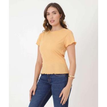 Imagem de Blusa Feminina Canelada Manga Curta Marisa-06040, Laranja, G