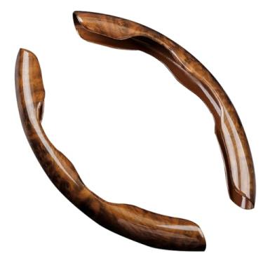 Imagem de Perficio Capa de volante de grão de madeira para carro, serve na maioria dos volantes de carros, caminhões e picapes, compatível com roda de corda de 36,8 a 38 cm