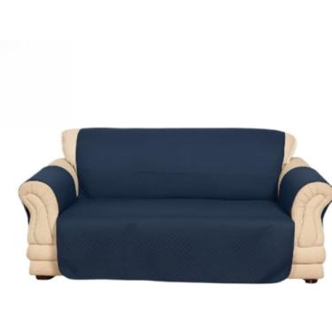 Imagem de Capa de Sofá Impermeável Matelada 2 e 3 Lugares em Microfibra Macia Moderna (Azul Marinho,Kit 2 + 3 Lugares)
