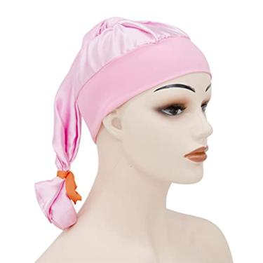 Imagem de Dioche Gorro de Dormir de Cetim, Cabelo Elástico para Mulheres, Chapéu Longo, Macio e Confortável, Capa de Poliéster, Prevenção Encaracolada, 24x60cm, Multicolorido (60 * 24cm #95)