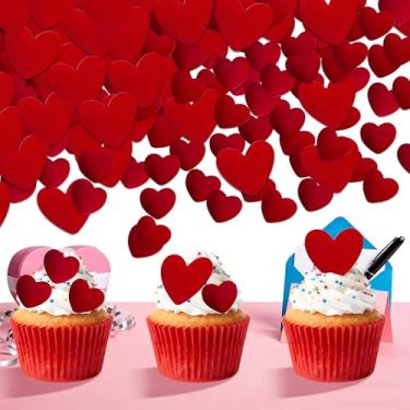 Imagem de Foowztao 24 peças de topo de cupcake de coração de dia dos namorados doce amor coração cupcake topo de bolo de dia dos namorados para casamento tema dos namorados decoração de bolos suprimentos resina