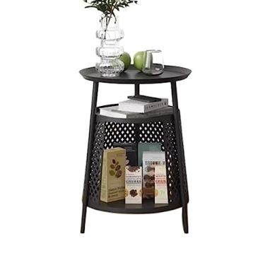 Imagem de Mesa lateral de sofá, mesa lateral redonda com casa de gato, condomínio para gatos, móveis internos para gatos, mesa de centro pequena com armazenamento, mesa de cabeceira pequena para sala de estar