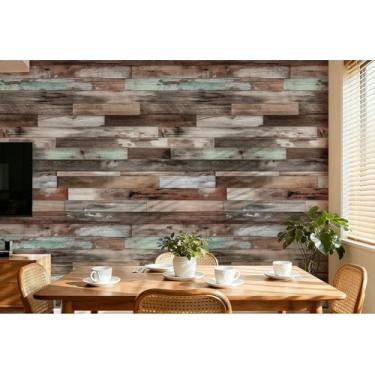 Imagem de Papel de parede retrô padrão de tijolo PVC impermeável papel de parede autoadesivo para quarto, sala de estar, estudo e paredes de lojas, luz fluida amadeirada 44,5 * 1000 cm