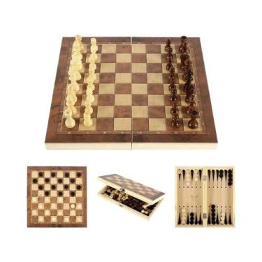 Imagem de Conjunto De Jogos De Tabuleiro 3 Em 1 Para Viagem: Dados, Xadrez, Gamã
