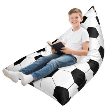 Imagem de Lukeight Cadeira espreguiçadeira de futebol com espuma de memória para crianças, adolescentes e adultos, pufe com capa removível, poltrona aconchegante para sala de estar, sofá preguiçoso para jogos e