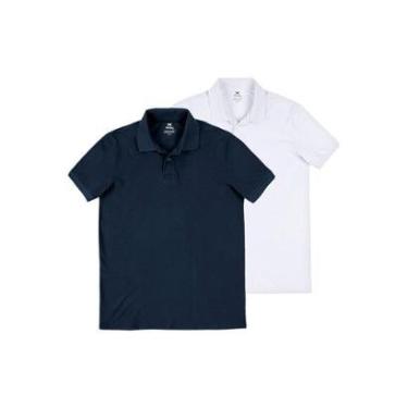 Imagem de Kit com 2 Camisetas Polo Masculina Hering N3a7 Azul Marinho-Masculino