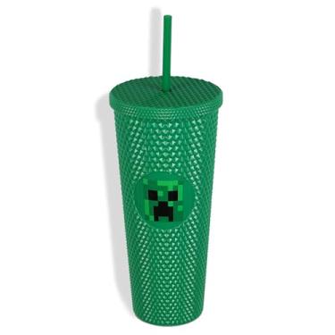 Imagem de Seven Times Six Minecraft Creeper Tumbler Pyramid Studded 680 g Copo de viagem com canudo