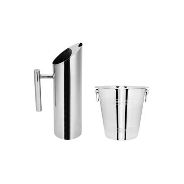 Imagem de Jarra de Suco Agua e Balde de Gelo Aço Inox Bar Restaurante