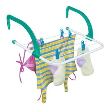 Imagem de Varal de Roupa Portátil Pequeno Dobrável Suspenso para Pendurar em Portas, Janelas, Sacadas - Ideal para Casa e Apartamento Moderno