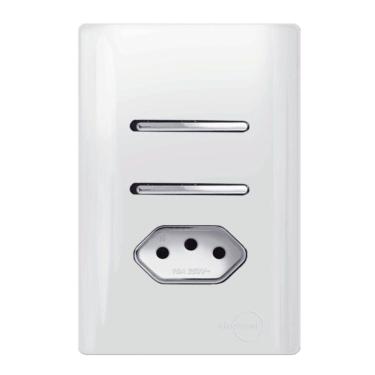 Imagem de 2 Interruptores Simples + Tomada Universal 2p+t 20a Cromado com Placa 4x2 Dc120026 Novara 2 Int