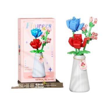 Imagem de Brinquedo De Blocos Mini Modelo Rosa Girassol HUIQIBAO MOC Buquê De Fl