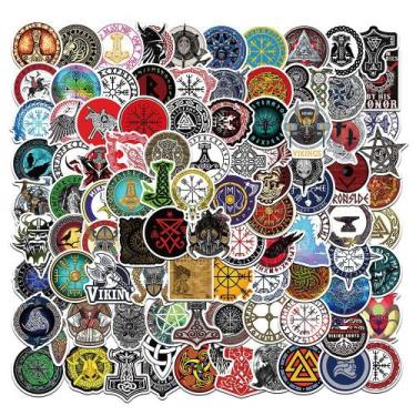 Imagem de Pacote de adesivos Viking Norse Mythology, vinil impermeável, 100 unid