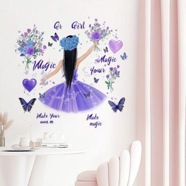 Imagem de Adesivos de parede Magic Girl and Butterfly Inspirational PVC - yiweis