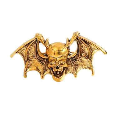 Imagem de Broche Pins Gothic Bat Skull Vintage Gold Alloy Lape - Yiweisai