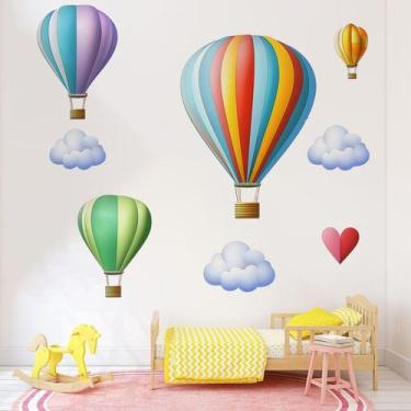 Imagem de Adesivos de parede autoadesivos de PVC coloridos para balão de ar quen