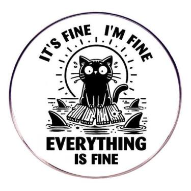 Imagem de Alfinete de broche Funny Cat Black Enamel Alloy Emblema - Yiweisai
