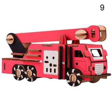 Imagem de Brinquedo de carro DIY Farfi pintado em madeira 3D, ambulância de ônib