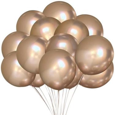Imagem de Balões COLORIDOS ELFOS METÁLICOS CROMADOS CHAMPANHE DOURADOS 30 cm 100