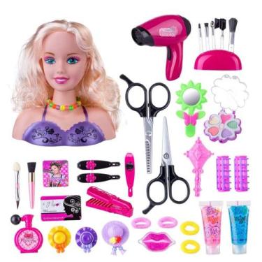 Imagem de Bonecas de maquiagem para cabeleireiro CUCUFA Kids com 35 acessórios