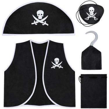 Imagem de Conjunto de fantasias de pirata Bencailor, 5 peças, festa de Halloween