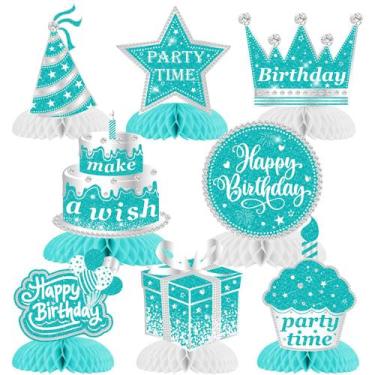 Imagem de Honeycomb Decorations Cheereveal Feliz Aniversário, 8 peças