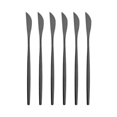 Imagem de Conjunto De Facas De Jantar Em Aço Inoxidável Dourado 6 Peças Acabamen