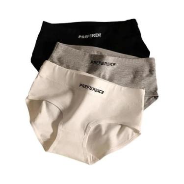 Imagem de Calcinhas De Algodão Sem Costura De Cintura Alta Tamanho Grande 3 Peça