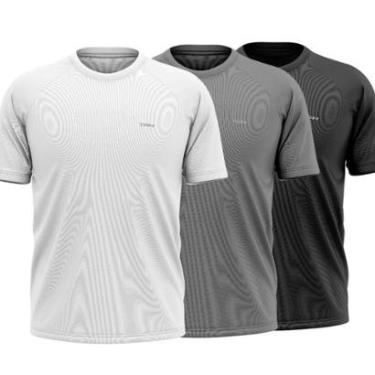 Imagem de Kit 3 Camisas Raglan Proteção Uv Fitness Academia Treino Básica Esportiva Lisa-Masculino