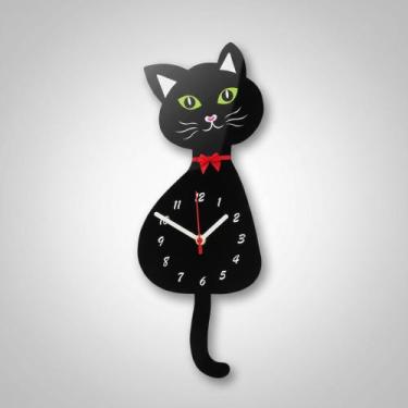 Imagem de Relógio De Parede Criativo Gato Com Movimento Na Cauda - Genérica