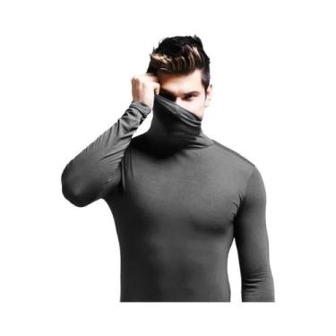 Imagem de Camiseta Masculina Slim Fit De Manga Longa Com Gola Alta E Estilo Fash