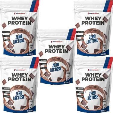 Imagem de Kit 5X Whey Protein Zero Lactose - 900g Refil Chocolate - NewNutrition-Masculino