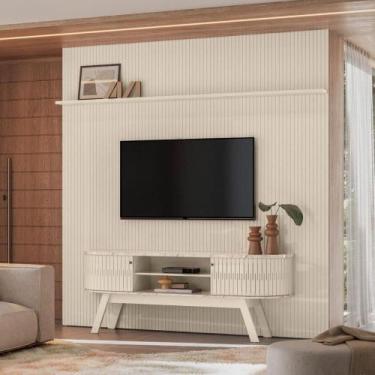 Imagem de Conjunto New Laguna Painel Com Prateleira Aparador Rack Calacata-off-w
