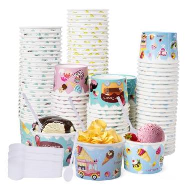 Imagem de Conjunto de copos de sorvete Kolewo4ever 400 peças de 240 ml com colhe