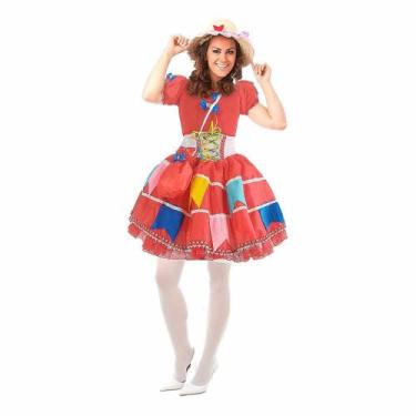 Imagem de Vestido Festa Junina Feminino Com Espartilho Bandeirinhas e bolsa - Fa
