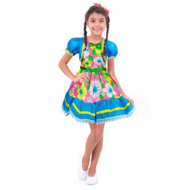 Imagem de Vestido de Festa Junina Infantil Fantasia Caipira Florido - Fantasias 