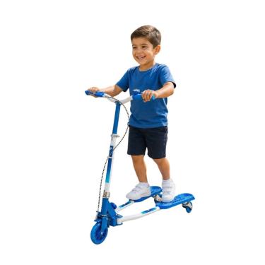 Imagem de Patinete Infantil Dobrável de 3 Rodas com Guidão Ajustável e Rodas com Leds Azul Unitoys