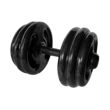 Imagem de Dumbbell Emborrachado Treinamento Funcional Academia 28kg Preto para Musculação Anilhas Fitness