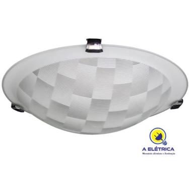 Imagem de plafon redondo pequeno quadriculado 25cm diametro - vertical