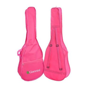 Imagem de Capa simples p/ violão infantil rosa "giannini" com alças e bolso