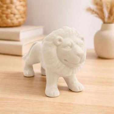 Imagem de Escultura Leão Médio para Decoração de Ambiente - Meraki, Branco