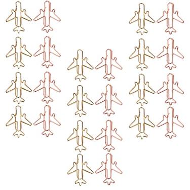 Imagem de 24 Unidades Clipe De Papel Avião Para Crianças Clipes De Metal Projeto De Avião Clipes De Avião Clipes Fofos Braçadeira De Papel Mini Revestimento De Fio De Ferro Filho Papelaria