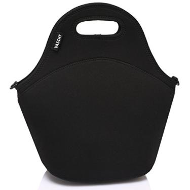Imagem de Lancheira, VASCHY Saco de Almoço para Menina Menino Bolsa Térmica com Isolamento de Neoprene com Alça de Ombro Ajustável Destacável,Preto
